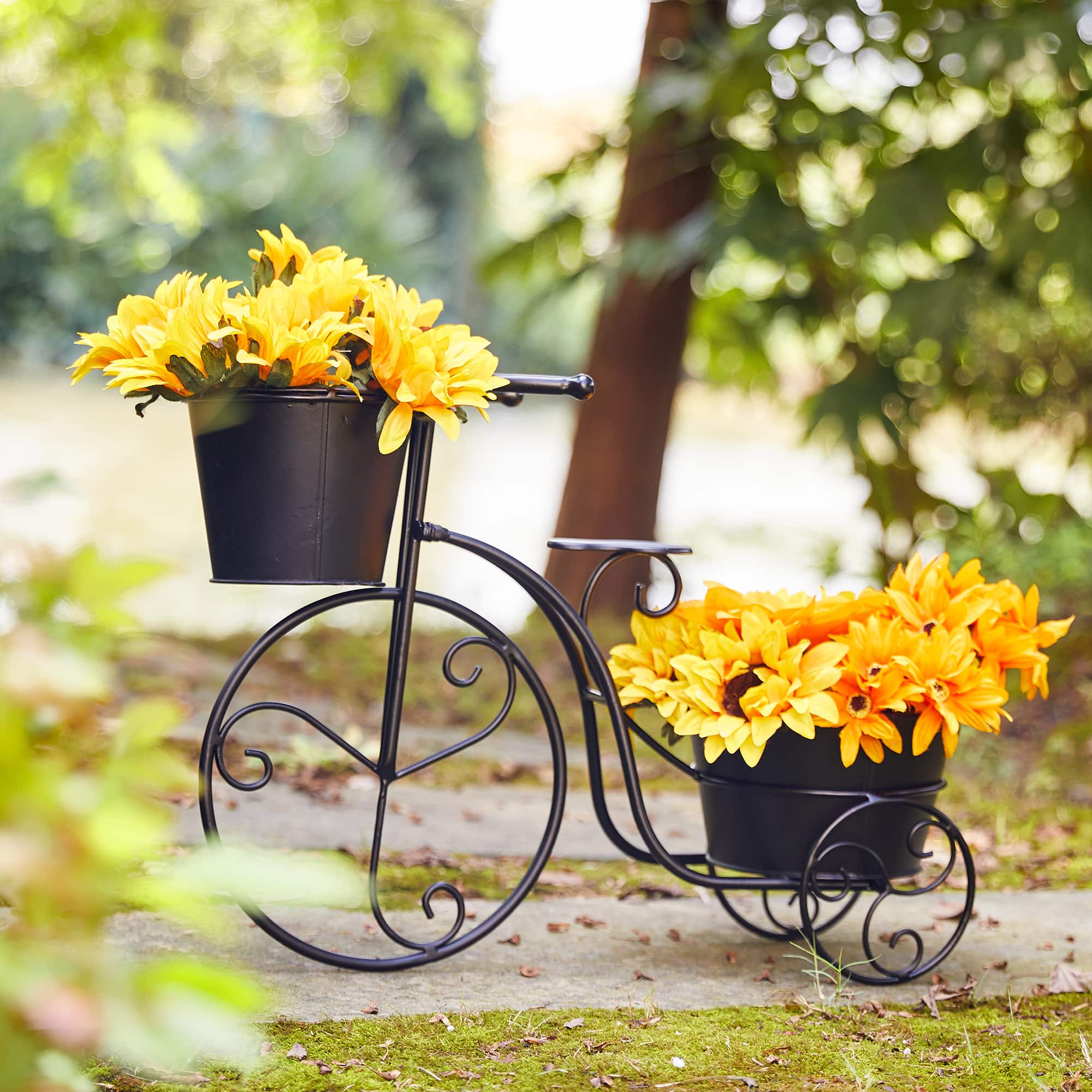 Glitzhome® 20.75" Black Metal Bicycle Planter